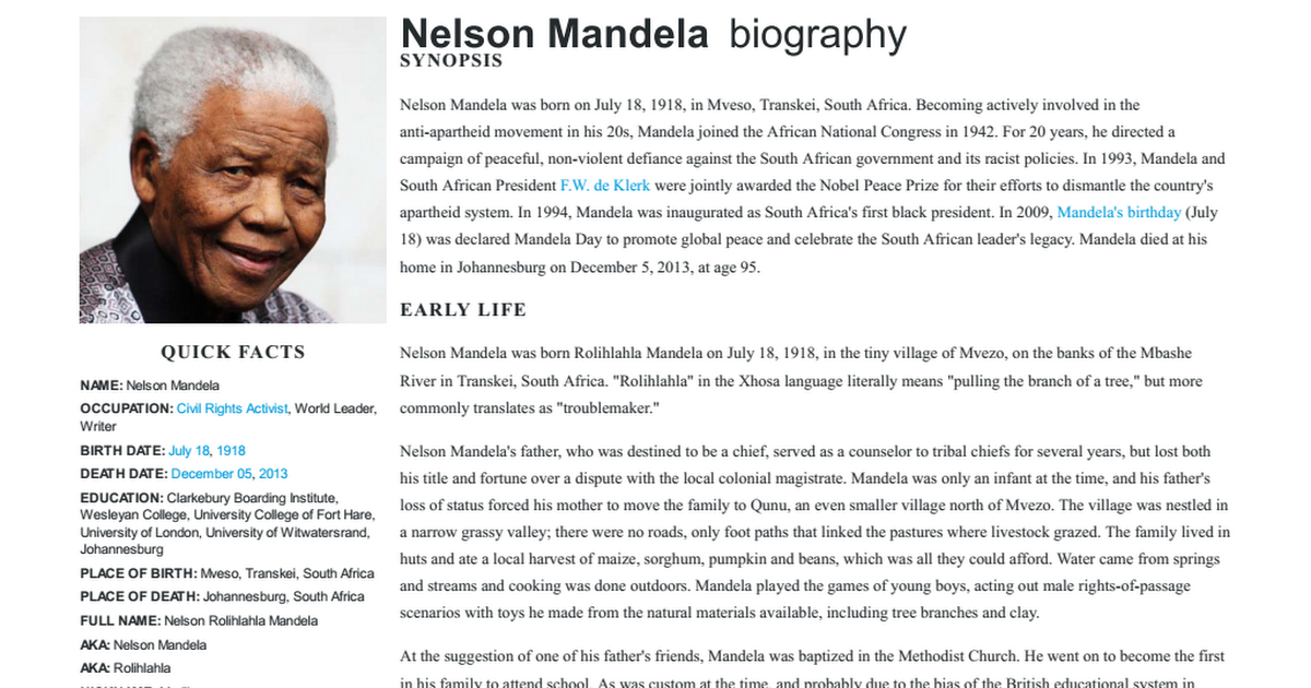 autobiography of nelson mandela pdf