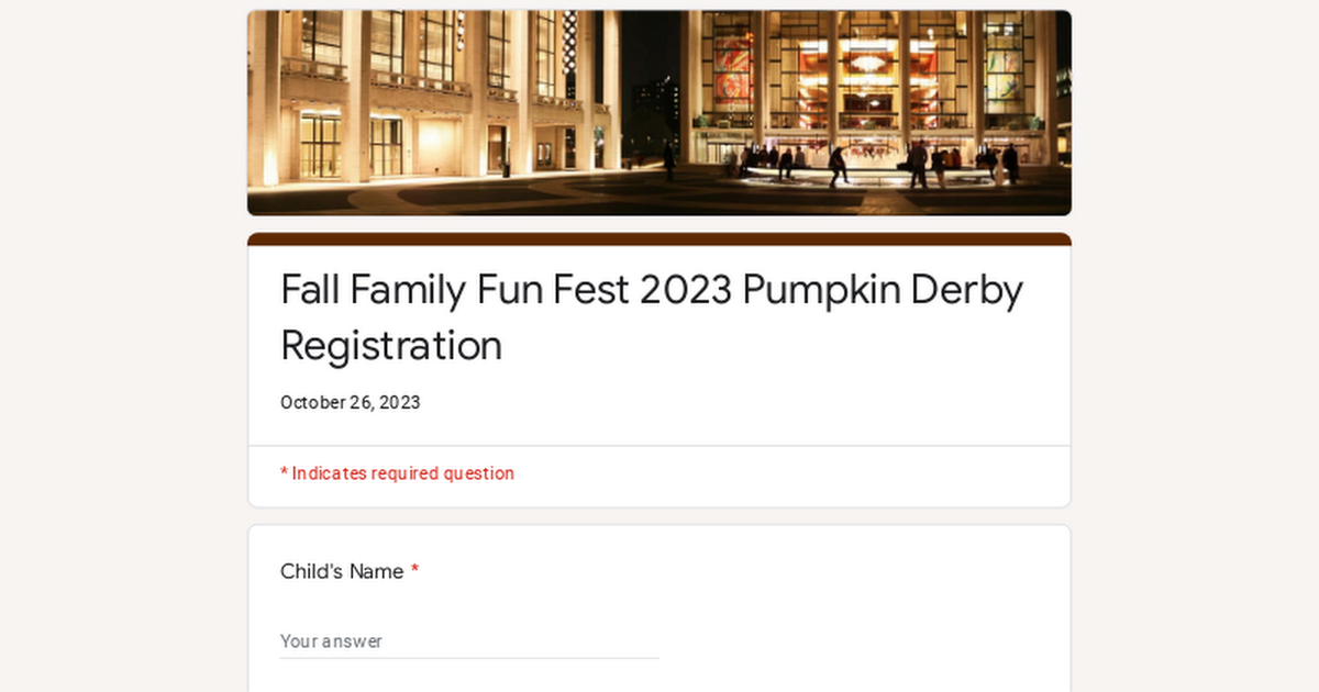 Fall Family Fun Fest 2023 Pumpkin Derby Registration