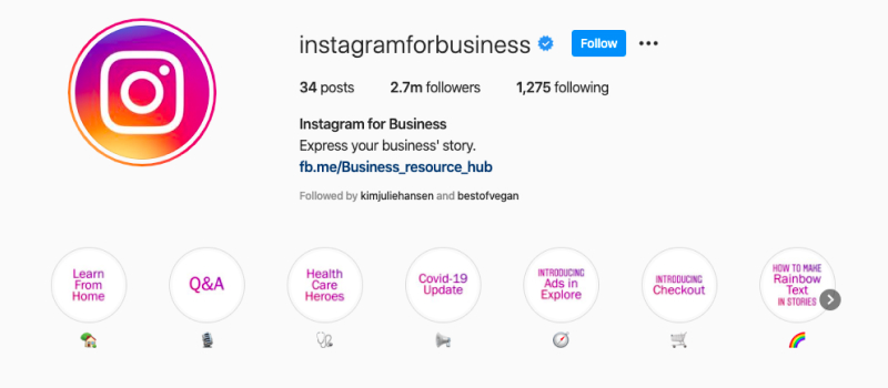 instagram for business cover icons