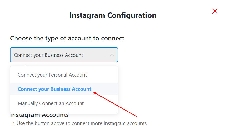 Instagram feeds connect with business account