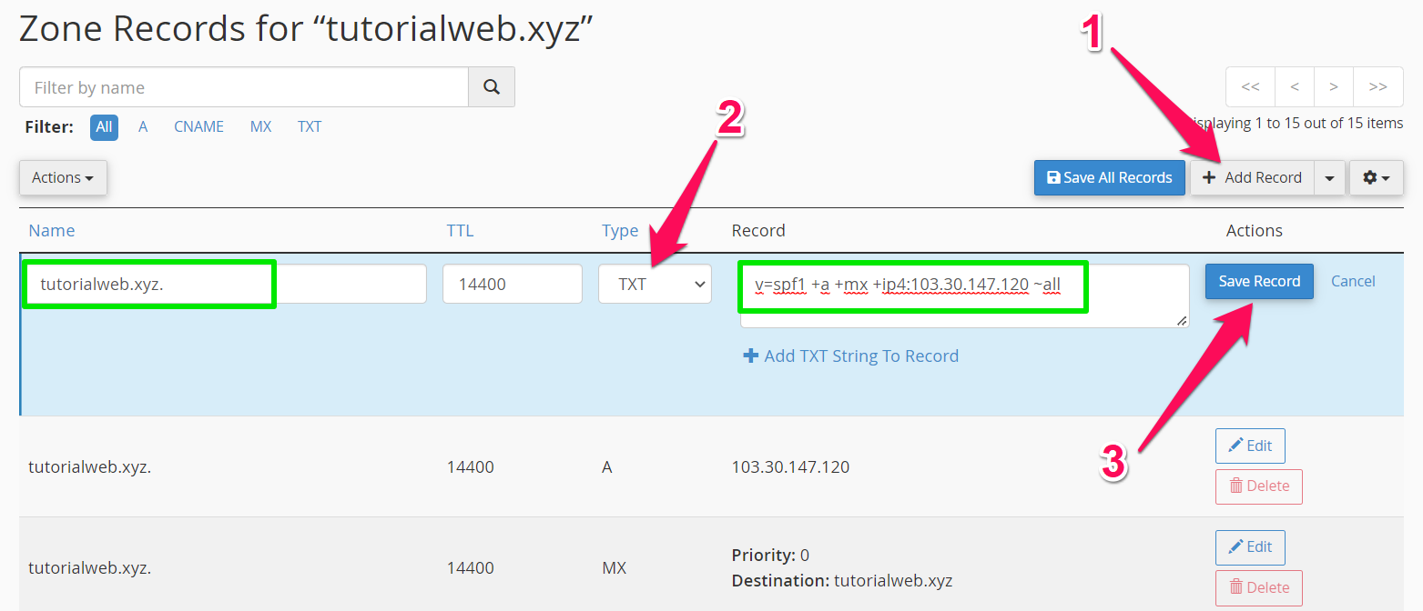  Cara setting Record MX dan SPF di cPanel