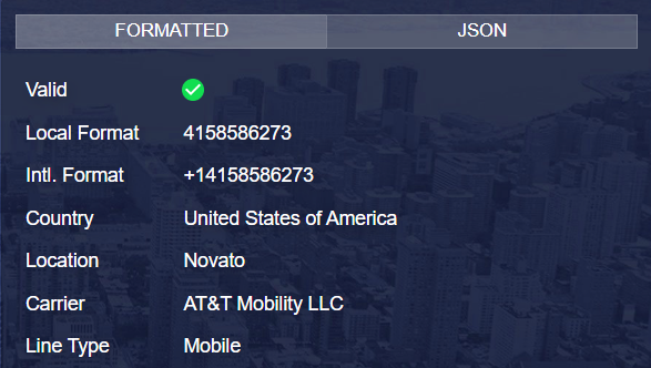 numverify cell phone provider lookup