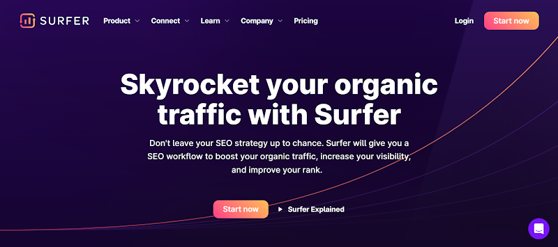 A screenshot of Surfer SEO's website