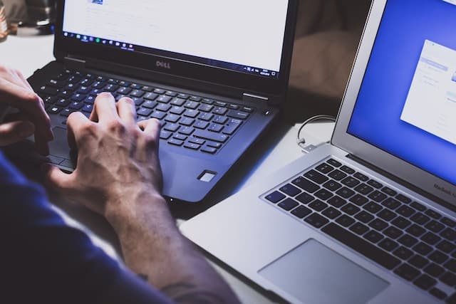 person working on laptop