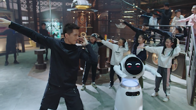 Robot participating in a flash mob 