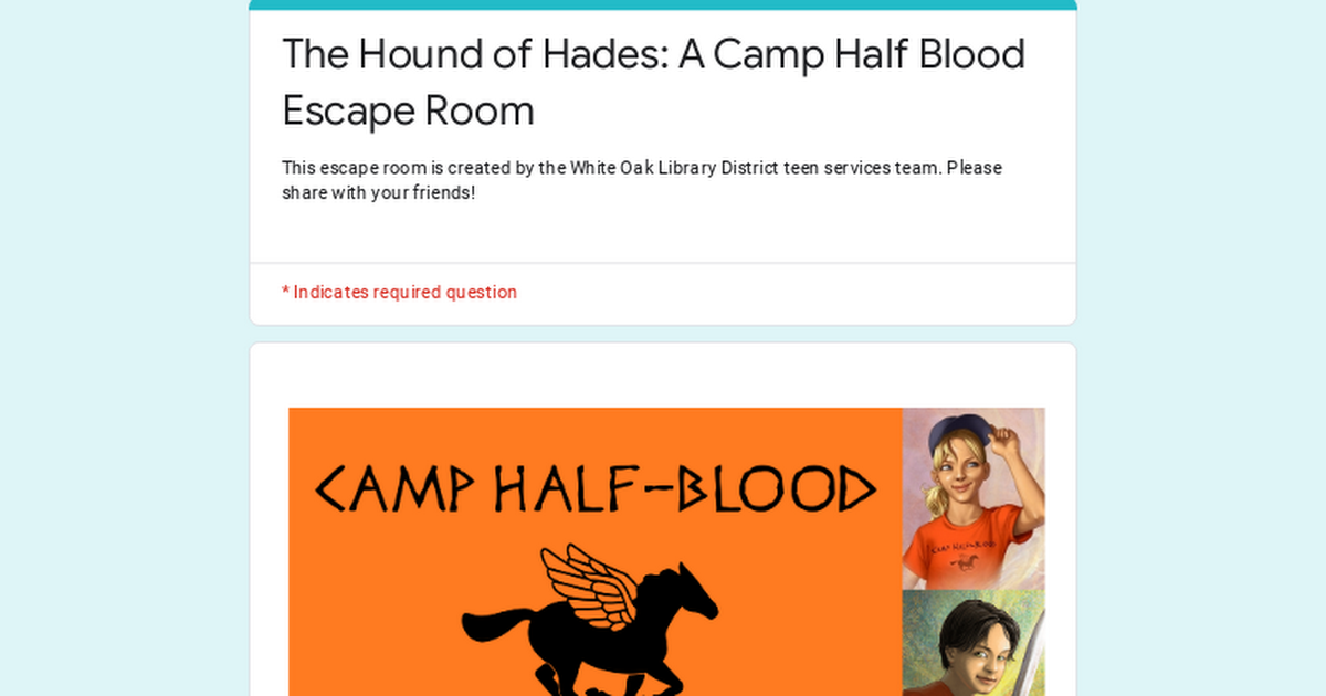 The Hound of Hades: A Camp Half Blood Escape Room