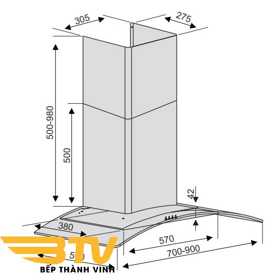 Máy Hút Mùi Lorca TA 2006A-70cm