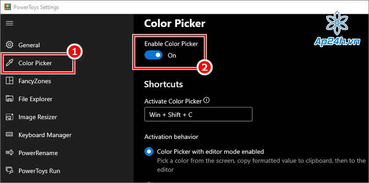 Kích hoạt công cụ Color Picker trong PowerToys 