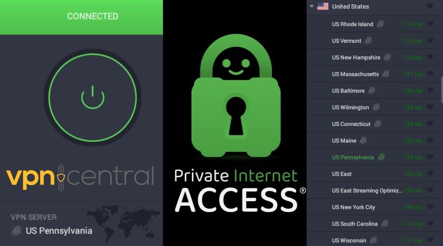 PIA VPN United States locations