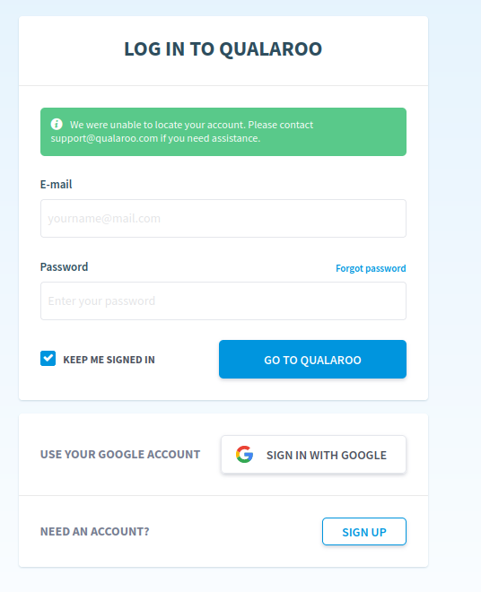Qualaroo Sign-in error