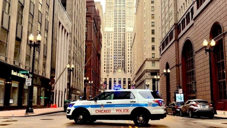 Chicago Police car in the city