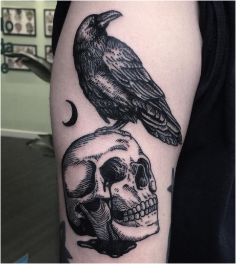 Crow On The Skull Tattoo 