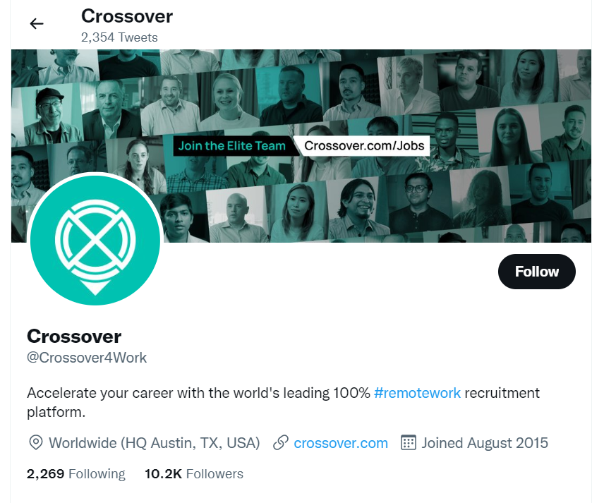 crossover twitter profile example of social media 