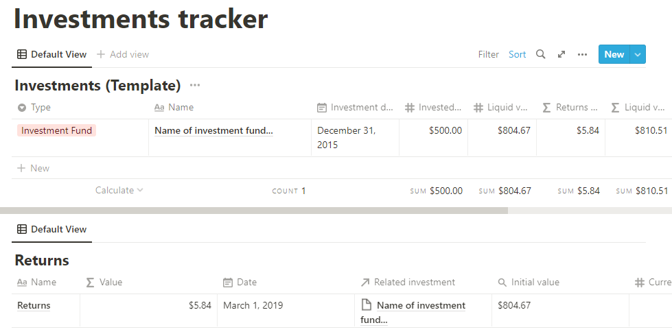 Investments Tracker