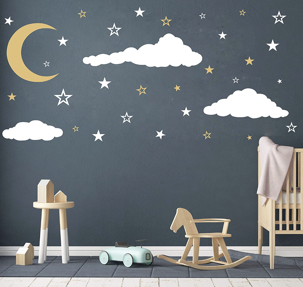 moon and stars wallpaper for baby nursery 