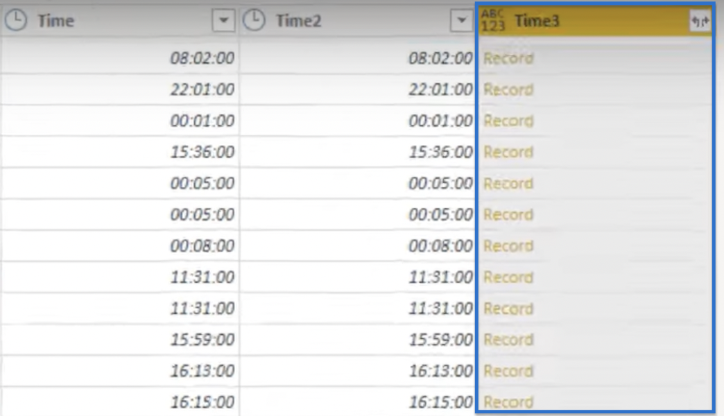 Using DateTime Value Record