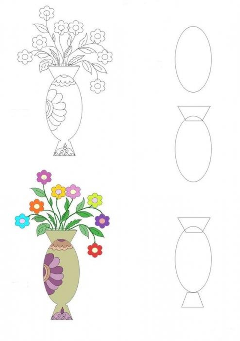 как легко нарисовать вазу с цветами | Дзен