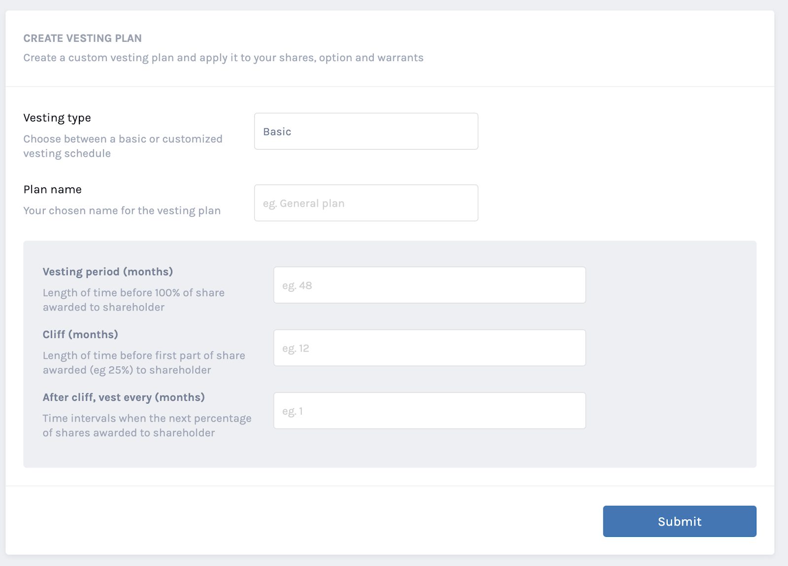 Create Vesting Plan 