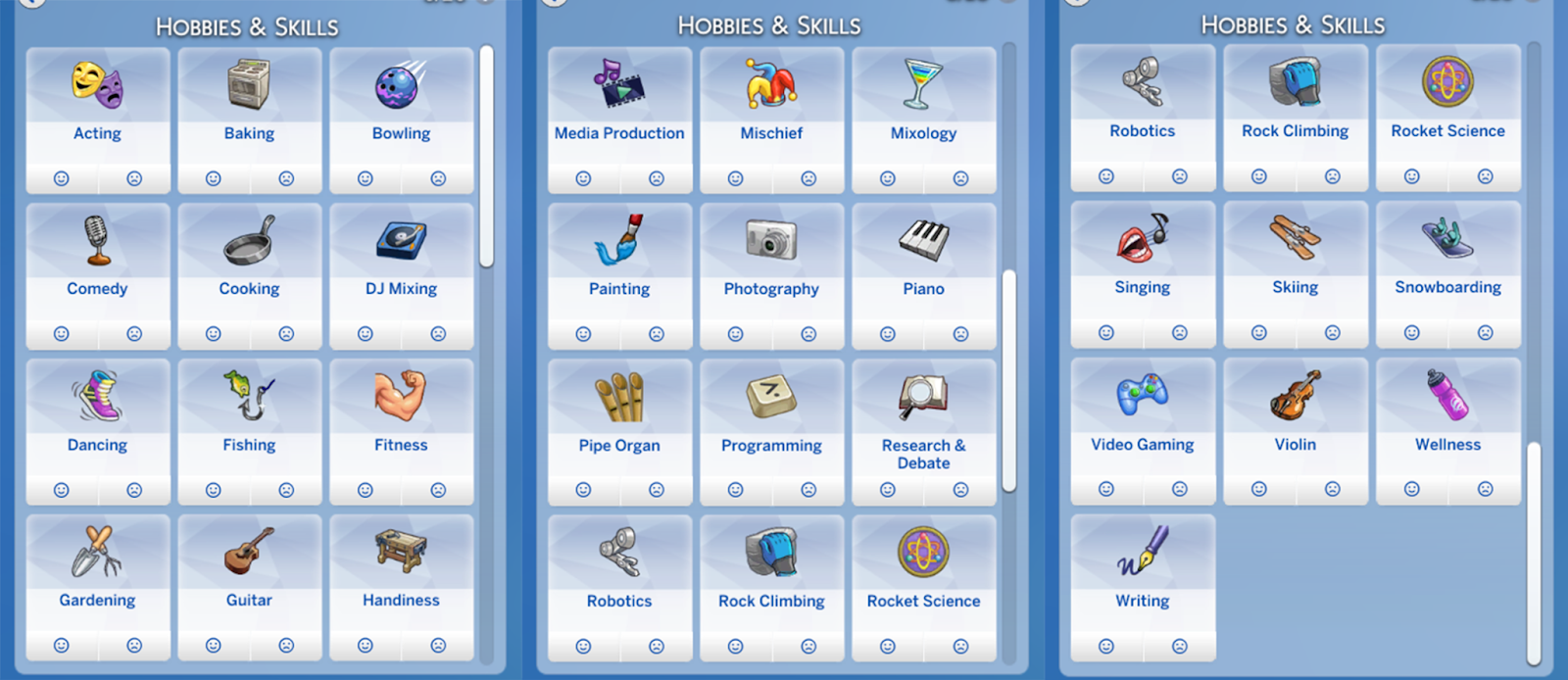 skills to mentor in sims 4