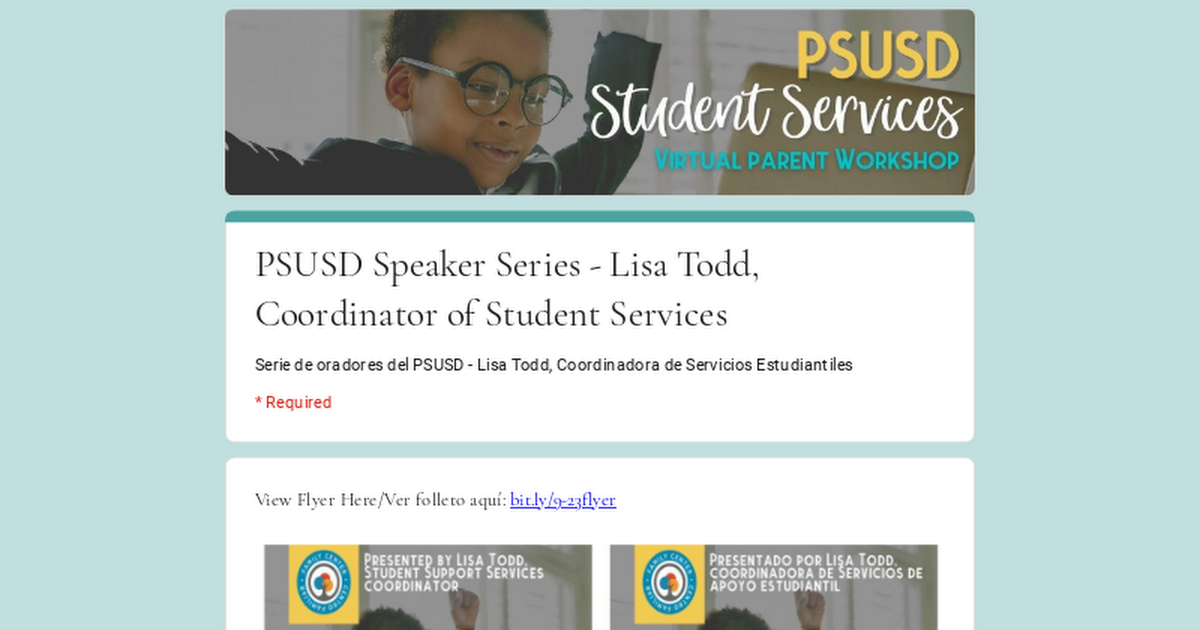 PSUSD Speaker Series - Lisa Todd, Coordinator of Student Services