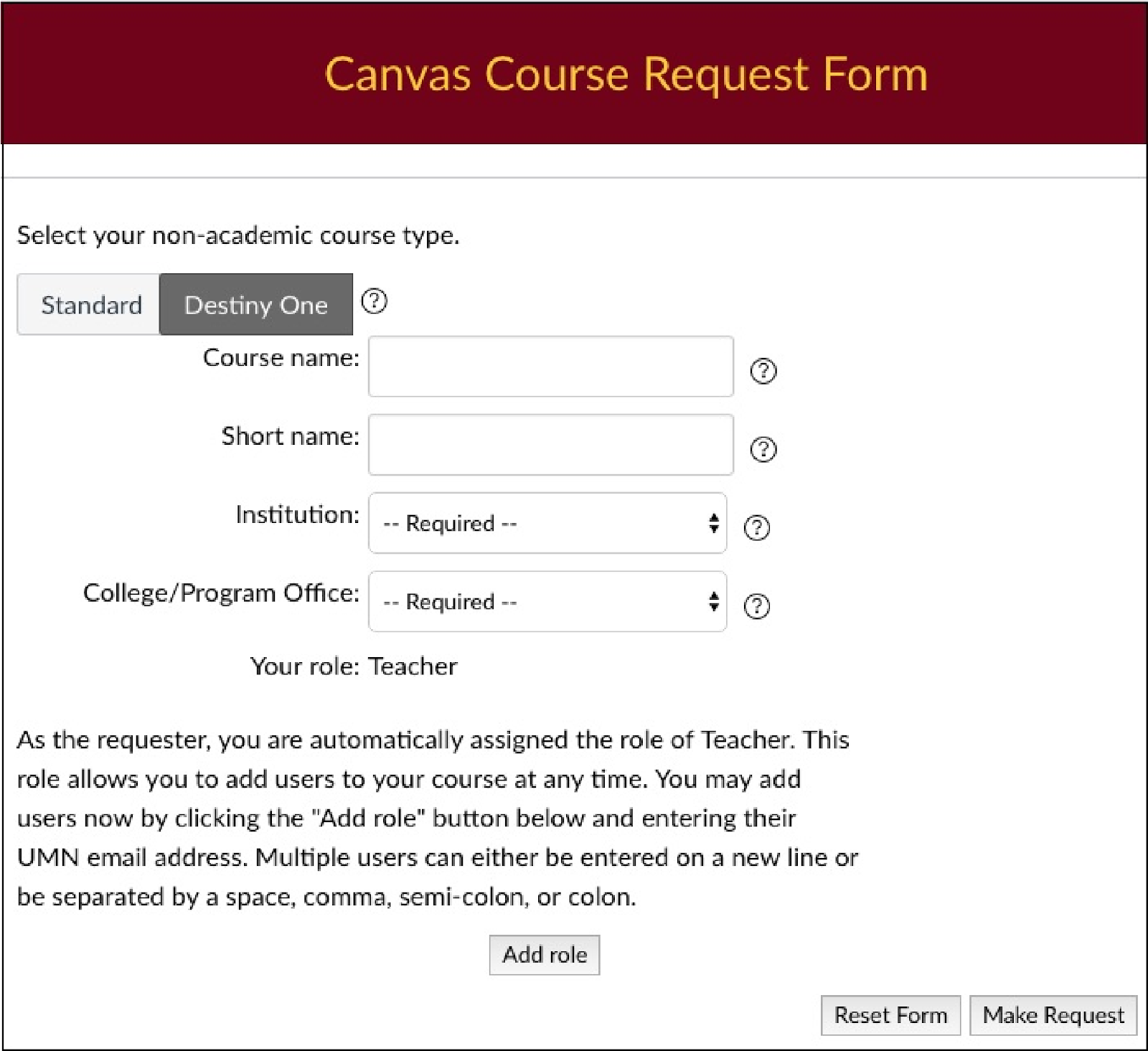 Canvas Course Request Form