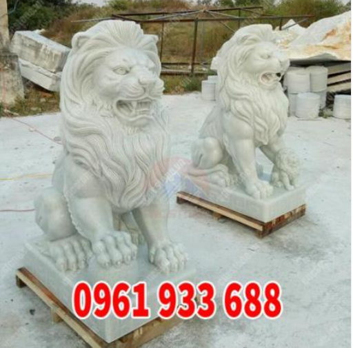 cặp sư tử đá vàng đẹp tại cncstone
