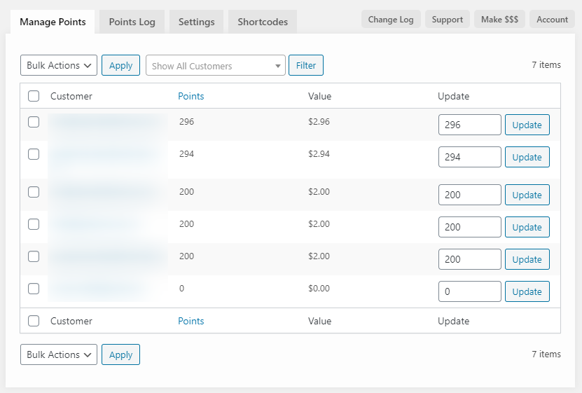 customer point management