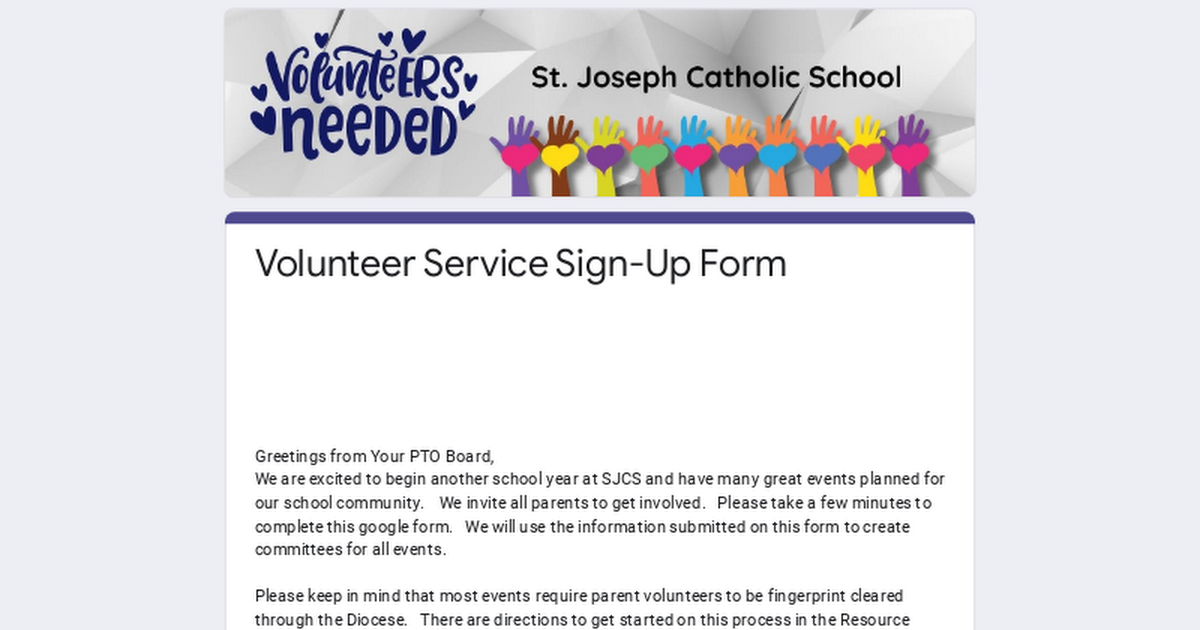 Volunteer Service Sign-Up Form