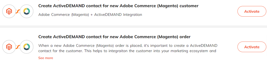 Popular automations for Adobe Commerce (Magento) & ActiveDEMAND integration.
