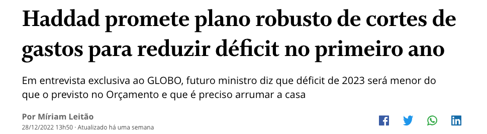 Manchete do portal InfoMoney: Lula 3: "há sinais de que as coisas podem desembocar em outro desastre econômico", diz Arminio Fraga