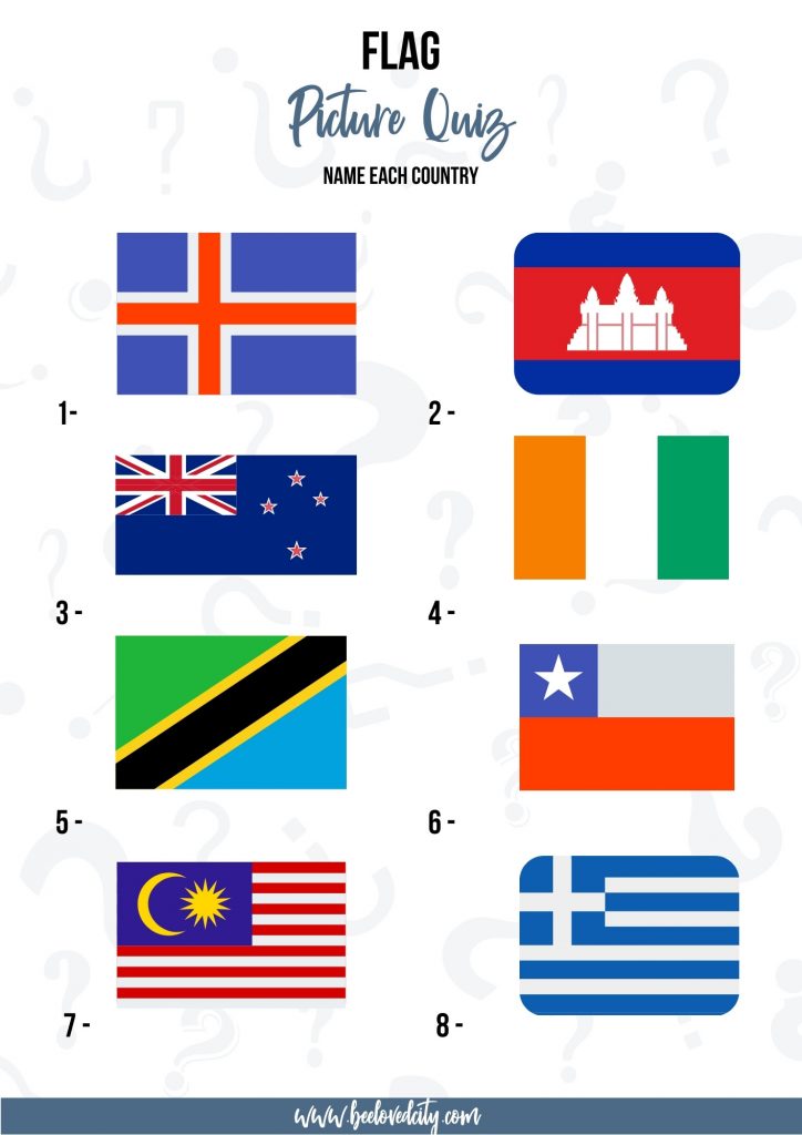 Picture quiz with flags
