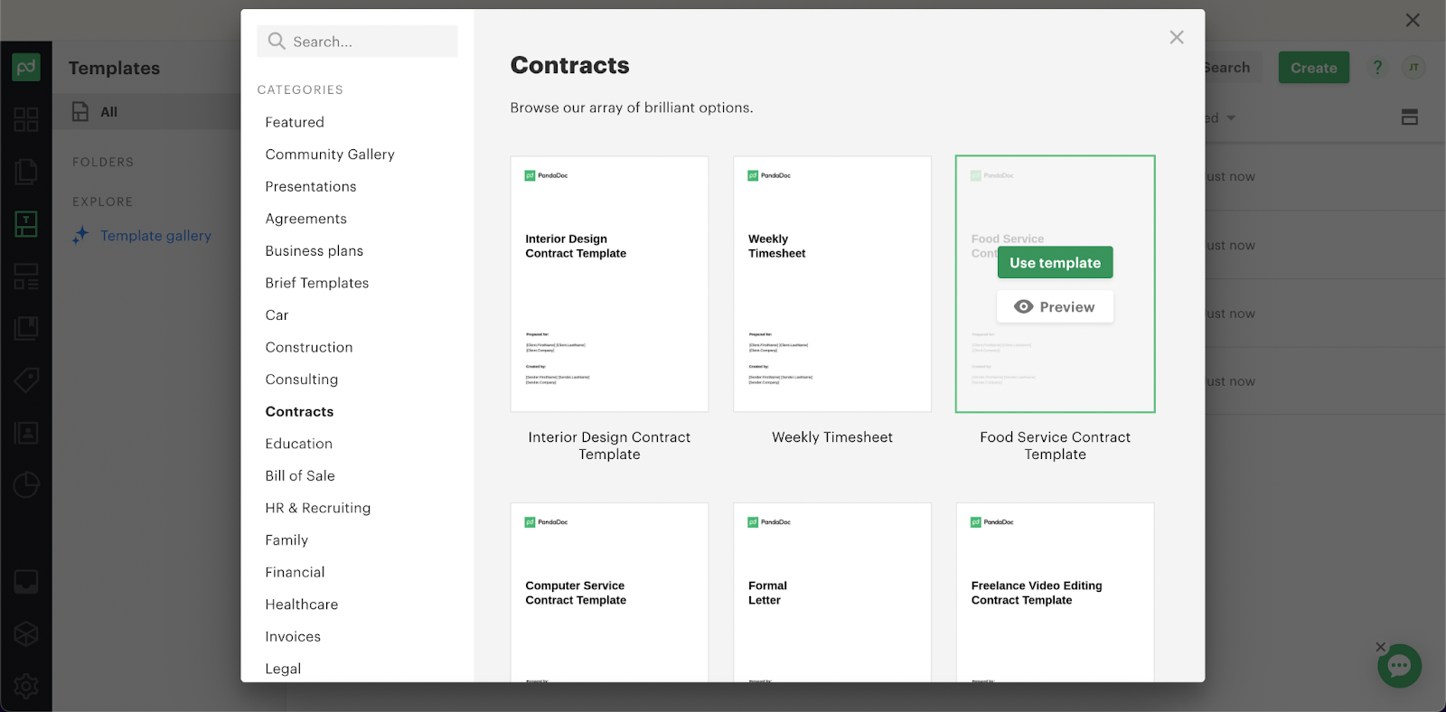 screenshot pandadoc contract management software