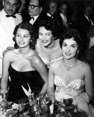 Sophia Loren, Yvonne de Carlo and Gina Lollobrigida at the Ball of Stars at the Berlin Film Festival on 28 June 1954