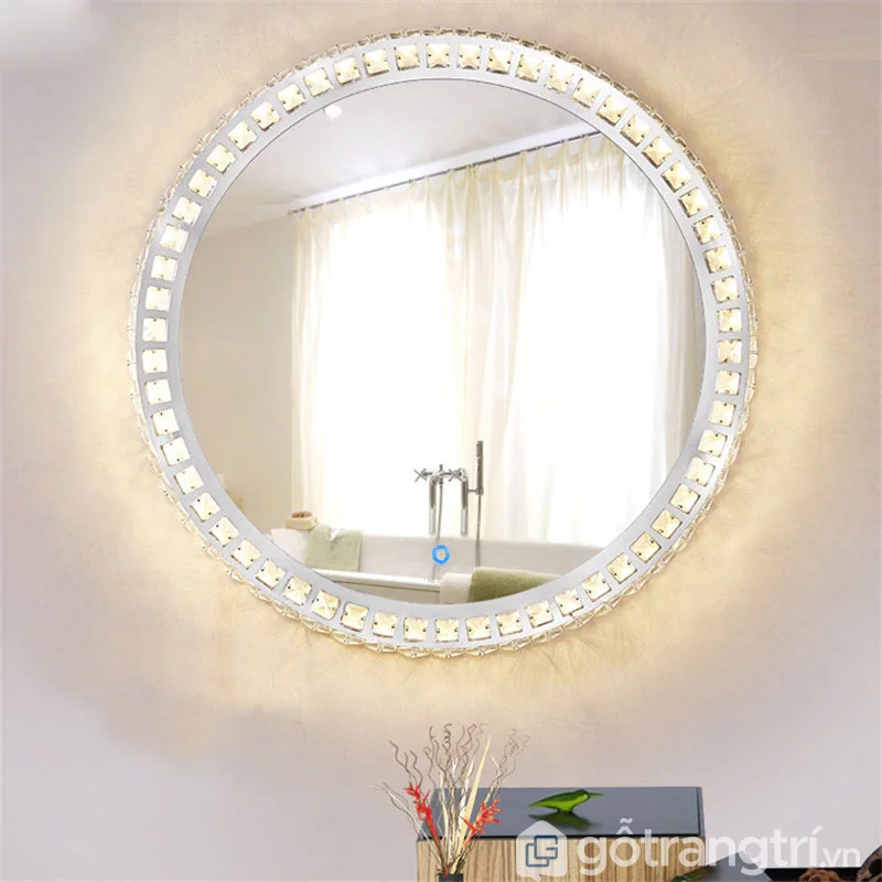 Bàn trang điểm gương tròn trang điểm có đèn led