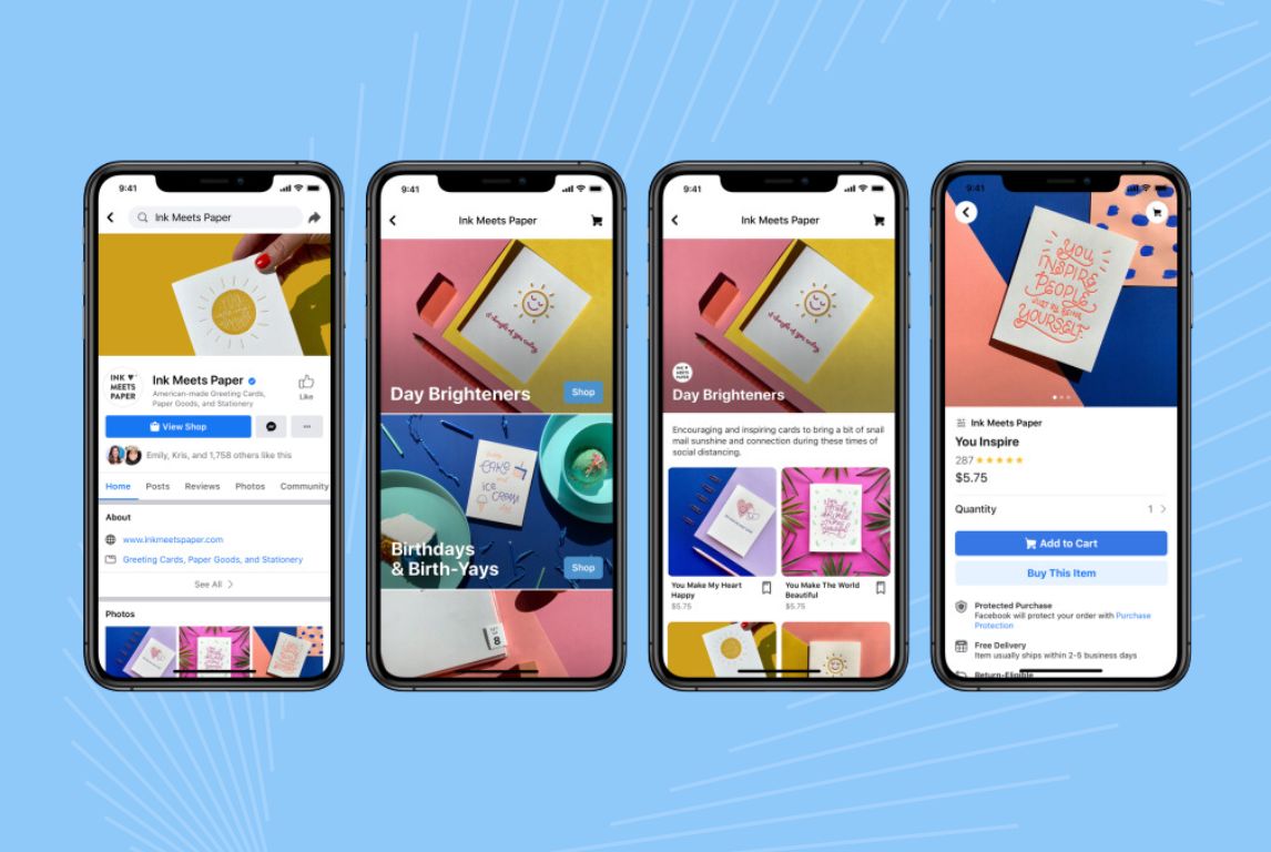 Image showing how Facebook Shops appear