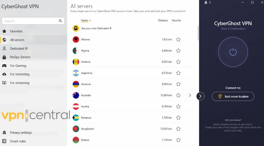 cyberghost vpn all servers