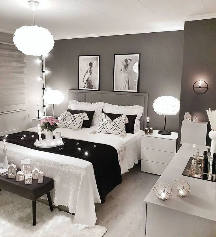 Black and White Feminine Bedroom