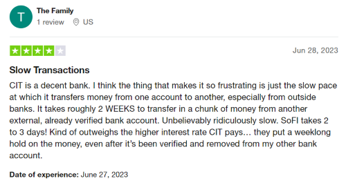 A four-star CIT Bank review from someone who enjoys the high interest rates. 
