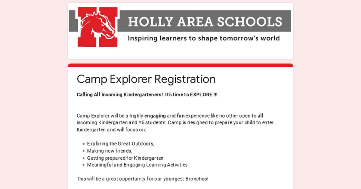 Camp Explorer Registration