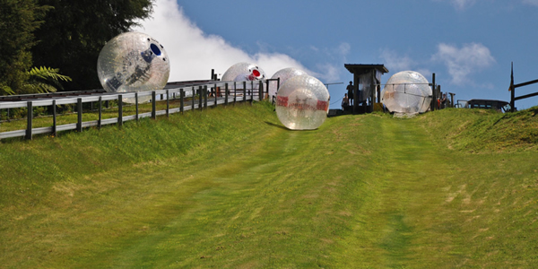 Tumble down a hill in a giant inflated ball with ZORB