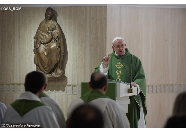 Pope Francis celebrating Mass at the Santa Marta residence. - OSS_ROM