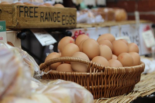 Free Brown Eggs in Brown Wicker Basket Stock Photo