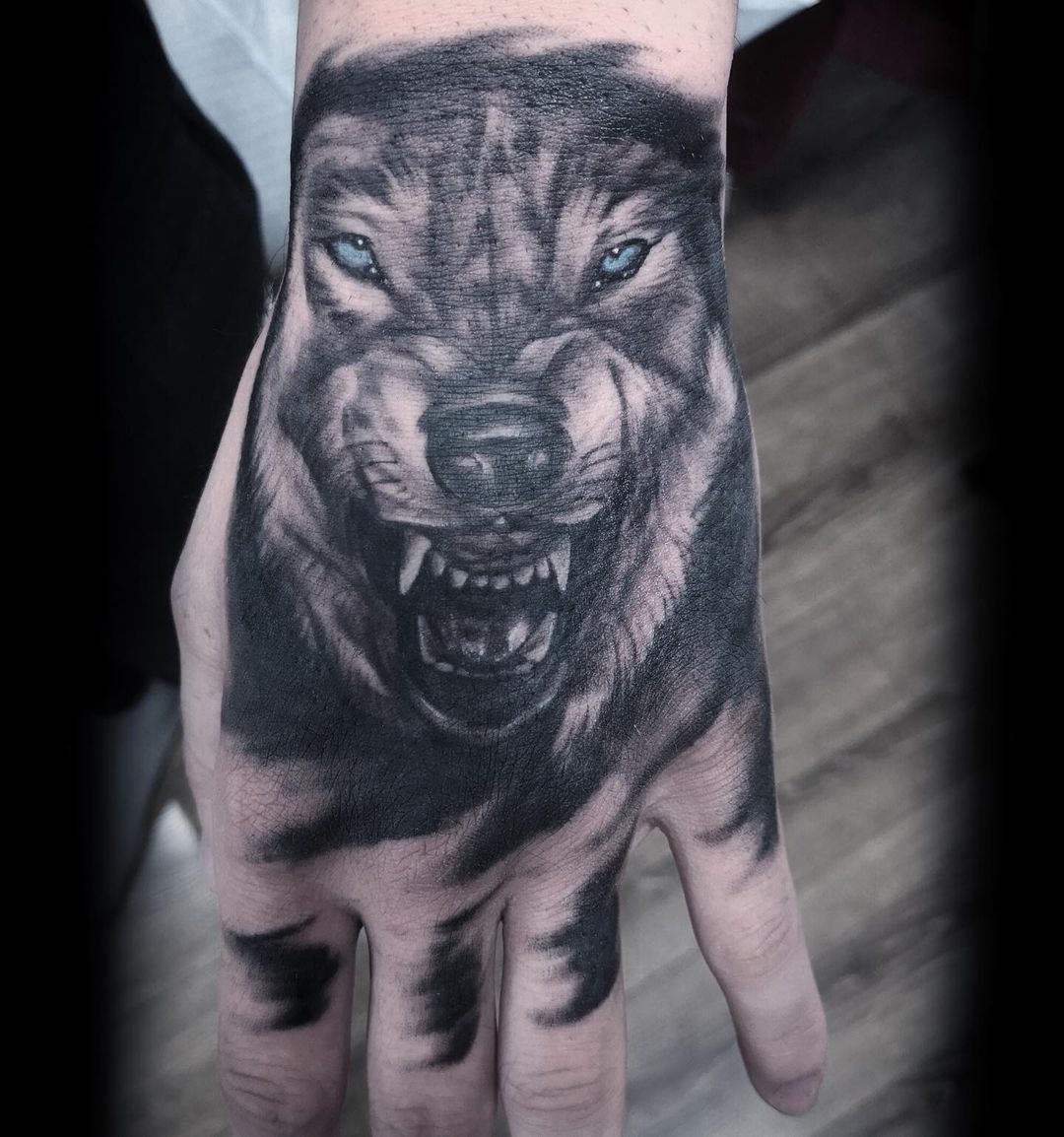 Fantastic Blue Wolf Eyes Tattoo
