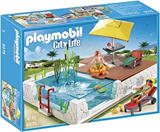 Playmobil - Juego de construcciÃ³n, Piscina con Terraza (5575)
