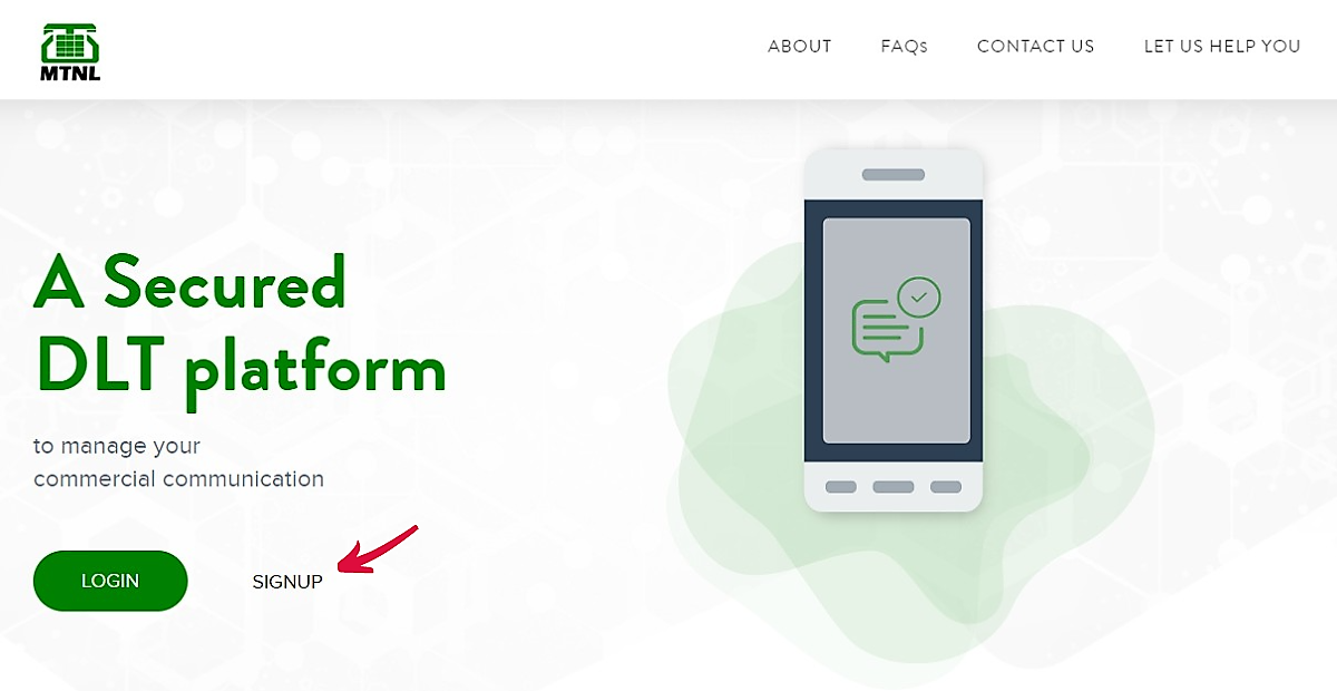 sign up on mtnl homepage | MTNL DLT Registration