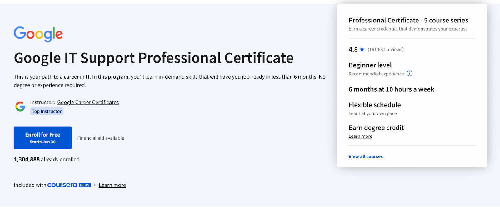 Coursera Google IT Support Professional Certificate