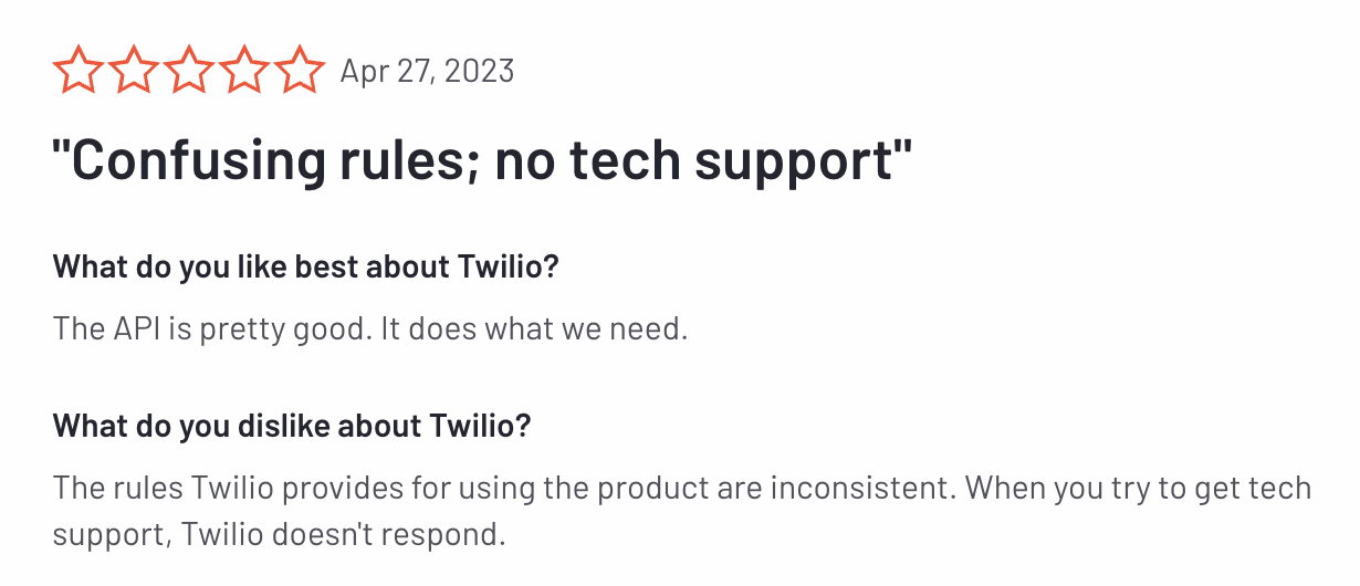 Twilio vs smscountry | Twilio users talking about the poor support on the API platform