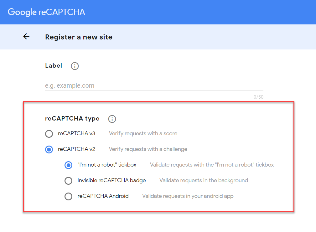 Google reCAPTCHA Register