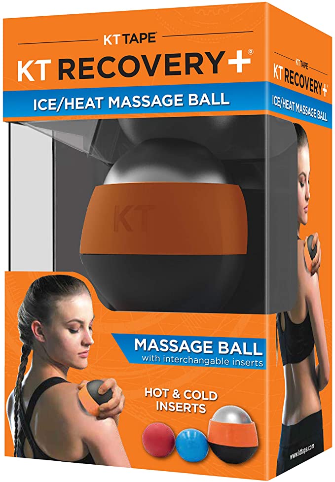 KT TAPE Recovery+ Ice/Heat Massage Ball, Muscle Pain & Stress Relief, HSA/FSA Approved, Therapeutic Roller, Black/Orange, Small 814179022226