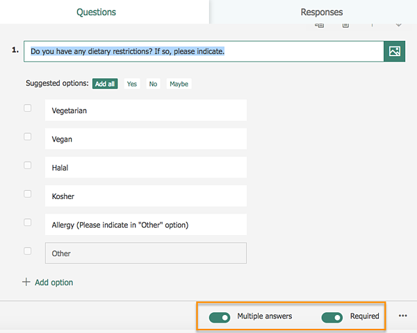 How to create a survey using Microsoft forms: add questions to the survey